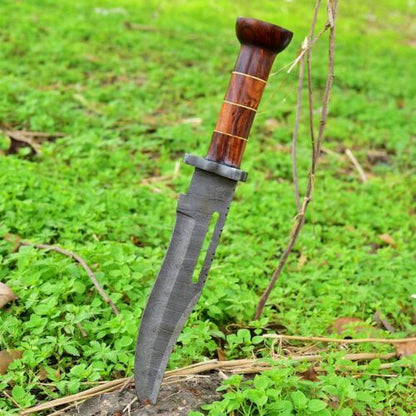 15" Handmade Damascus Steel Bowie Knife for Hunting, Bushcraft & Survival with Leather Sheath