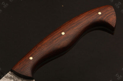 13" Damascus Fillet Knife Hand Forged Fire Damascus Steel Knife With Wood Handle