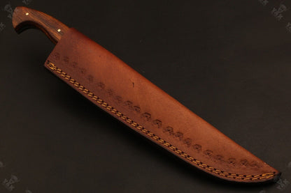 13" Damascus Fillet Knife Hand Forged Fire Damascus Steel Knife With Wood Handle