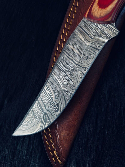 Heritage Forge 10.5 Inch Twist Damascus Steel Bowie Knife with Wood Handle