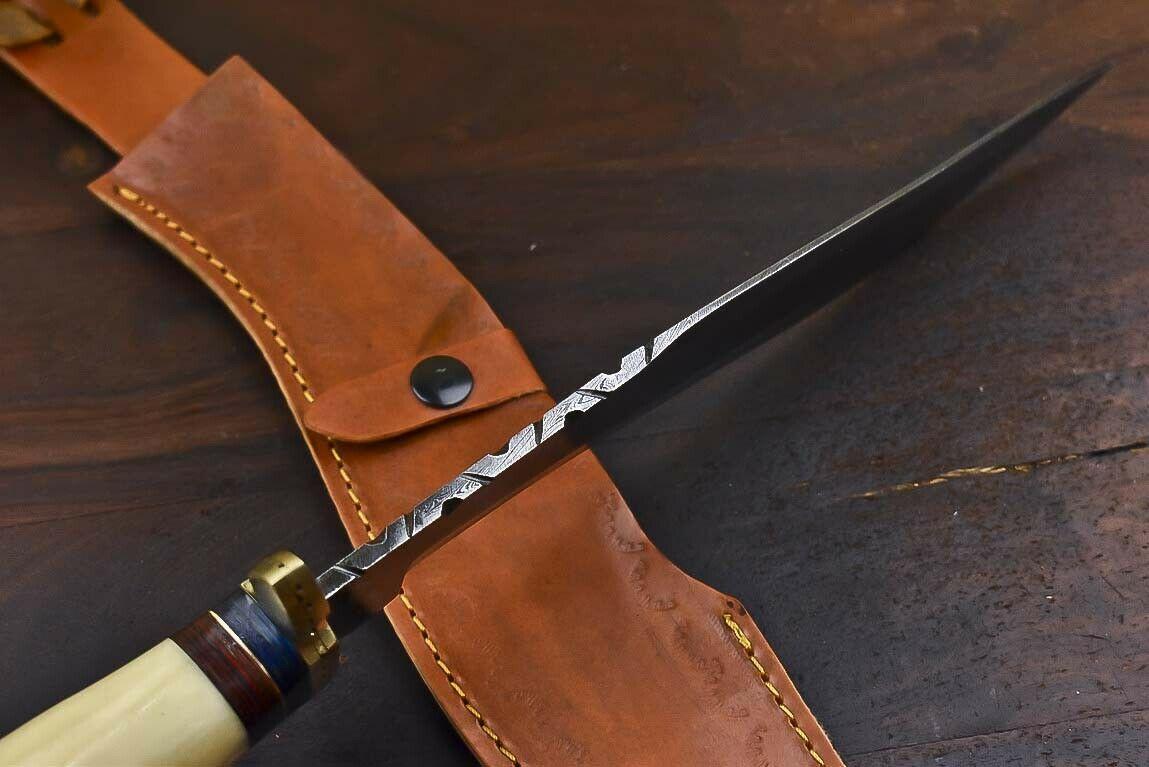 Crown Antler Masterpiece – 15.3" Hand Forged Damascus Bowie Knife with Sheath