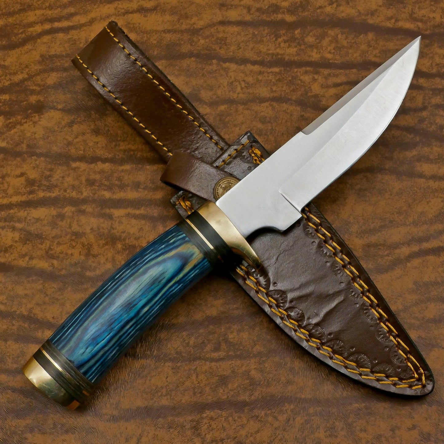Handmade D2 Steel Bowie Hunting Knife | Outdoor Blade with Pakka Wood Handle 10"