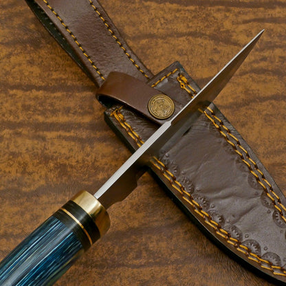 Handmade D2 Steel Bowie Hunting Knife | Outdoor Blade with Pakka Wood Handle 10"
