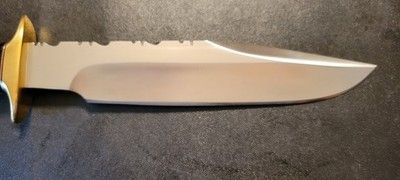 Custom Handmade D2 Steel Hunting Bowie Knife with Blue Resin Handle & Sheath