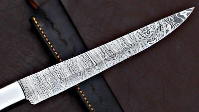 Custom Handmade Damascus Fillet Knife 12" Fillet Knife with Leather Sheath