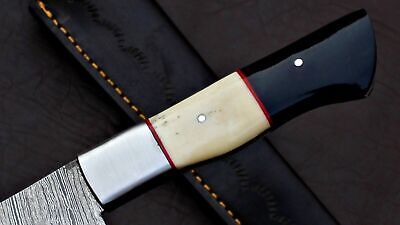 Custom Handmade Damascus Fillet Knife 12" Fillet Knife with Leather Sheath