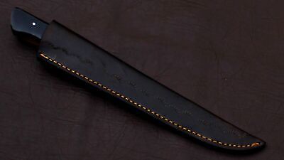 Custom Handmade Damascus Fillet Knife 12" Fillet Knife with Leather Sheath