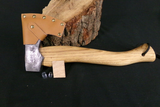 Viking Bearded Axe Hatchet – Carbon Steel Blade with Hickory Handle for Bushcraft and Outdoor Use