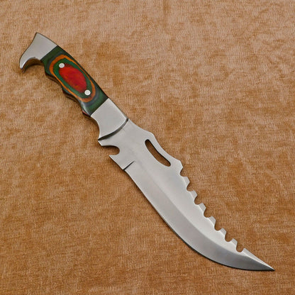 Hand Made D2 Steel Full Tang Bowie Hunting Knife – Steel Guard, Premium Blade
