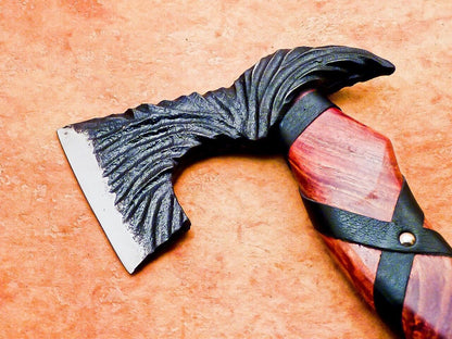 Hand Forged Bearded Viking Camping Axe 17 Inch with Natural Wood Handle