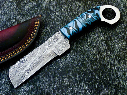 Hand Forged  10" Best Damascus Steel Bull Cutter Knife Custom Cowboy Bull Knife with Resin Handle