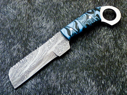 Hand Forged  10" Best Damascus Steel Bull Cutter Knife Custom Cowboy Bull Knife with Resin Handle