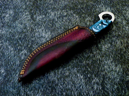 Hand Forged  10" Best Damascus Steel Bull Cutter Knife Custom Cowboy Bull Knife with Resin Handle