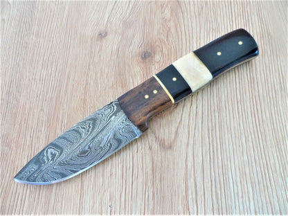 Custom Handmade Full Tang Forged Damascus Steel Hunting Bowie Camping Knife | Durable Outdoor Blade