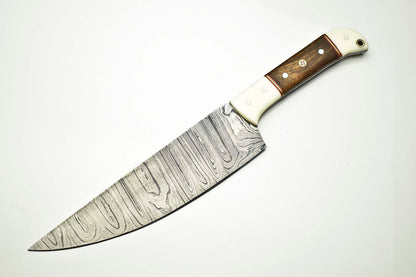 Handmade Damascus Steel Kitchen Chef Knife – Full Tang, 384 Layer Hammered Blade