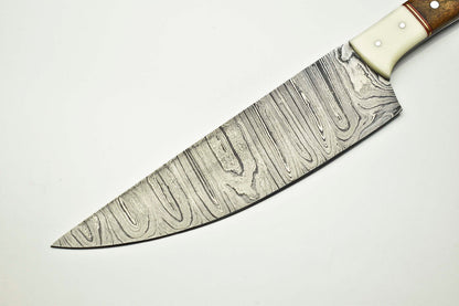 Handmade Damascus Steel Kitchen Chef Knife – Full Tang, 384 Layer Hammered Blade