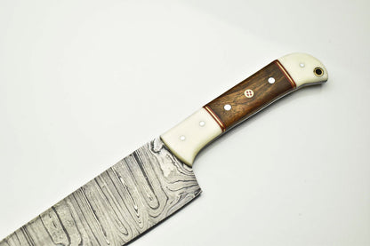 Handmade Damascus Steel Kitchen Chef Knife – Full Tang, 384 Layer Hammered Blade