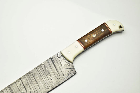 Handmade Damascus Steel Kitchen Chef Knife – Full Tang, 384 Layer Hammered Blade