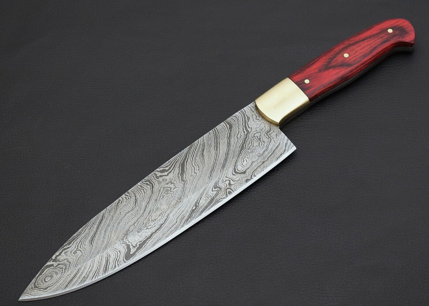 12" Custom Handmade Damascus Steel Chef Hunting Fixed Blade Camping Knife + Sheath