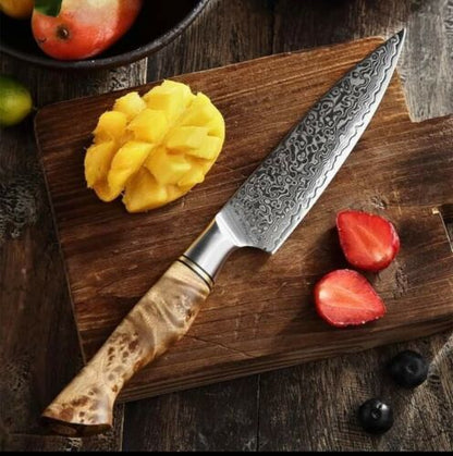 Custom Handmade Damascus Steel 7-Piece Professional Kitchen Chef Knife Set with Leather Bag