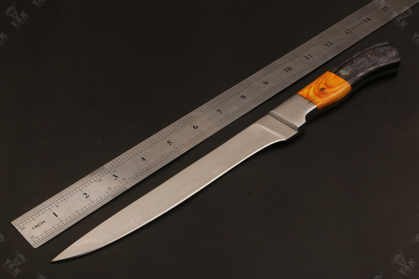 13.5" Custom Handmade D2 Steel Fillet Knife Best Fillet Knife & Custom Fillet Knife W/Sheath