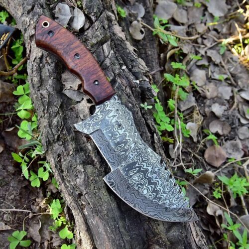 Custom Handmade Forged Damascus Steel Hunting Tracker Knife | Fixed Blade Full Tang