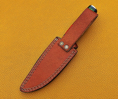 10" Damascus Steel Bowie Knife – Wood & Brass Handle | Handmade Twist Pattern Blade