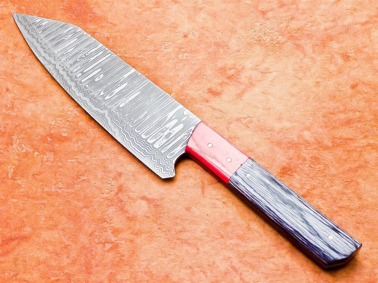 13" Professional Chef Kitchen Knife – Handmade Damascus Blade with Hard Wood Handle