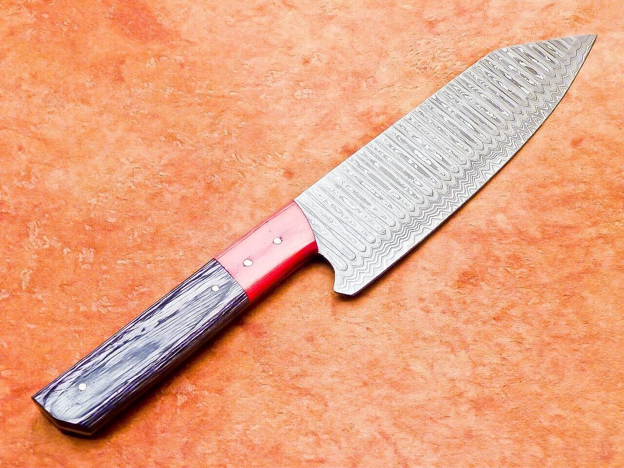 13" Professional Chef Kitchen Knife – Handmade Damascus Blade with Hard Wood Handle