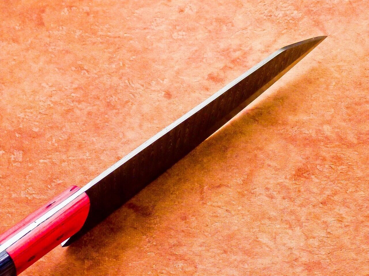 13" Professional Chef Kitchen Knife – Handmade Damascus Blade with Hard Wood Handle