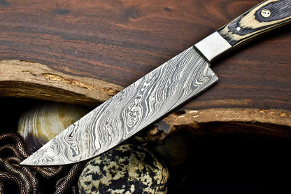 Premium Hand Forged Damascus Steel Chef Knife | Full Tang Hard Wood