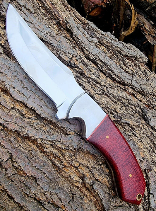 9.1" Custom Handmade Stainless Steel Skinner Knife with Polished Micarta Handle & Leather Sheath