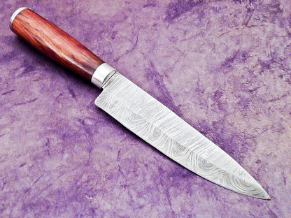 13.0" Professional Handmade Damascus Steel Chef Knife with Natural Wood Handle & Steel Bolster