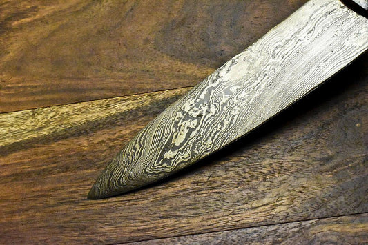 Handmade Damascus Steel Hard Wood Hunting Chef Knife – 11.4" Full Tang Custom Forged