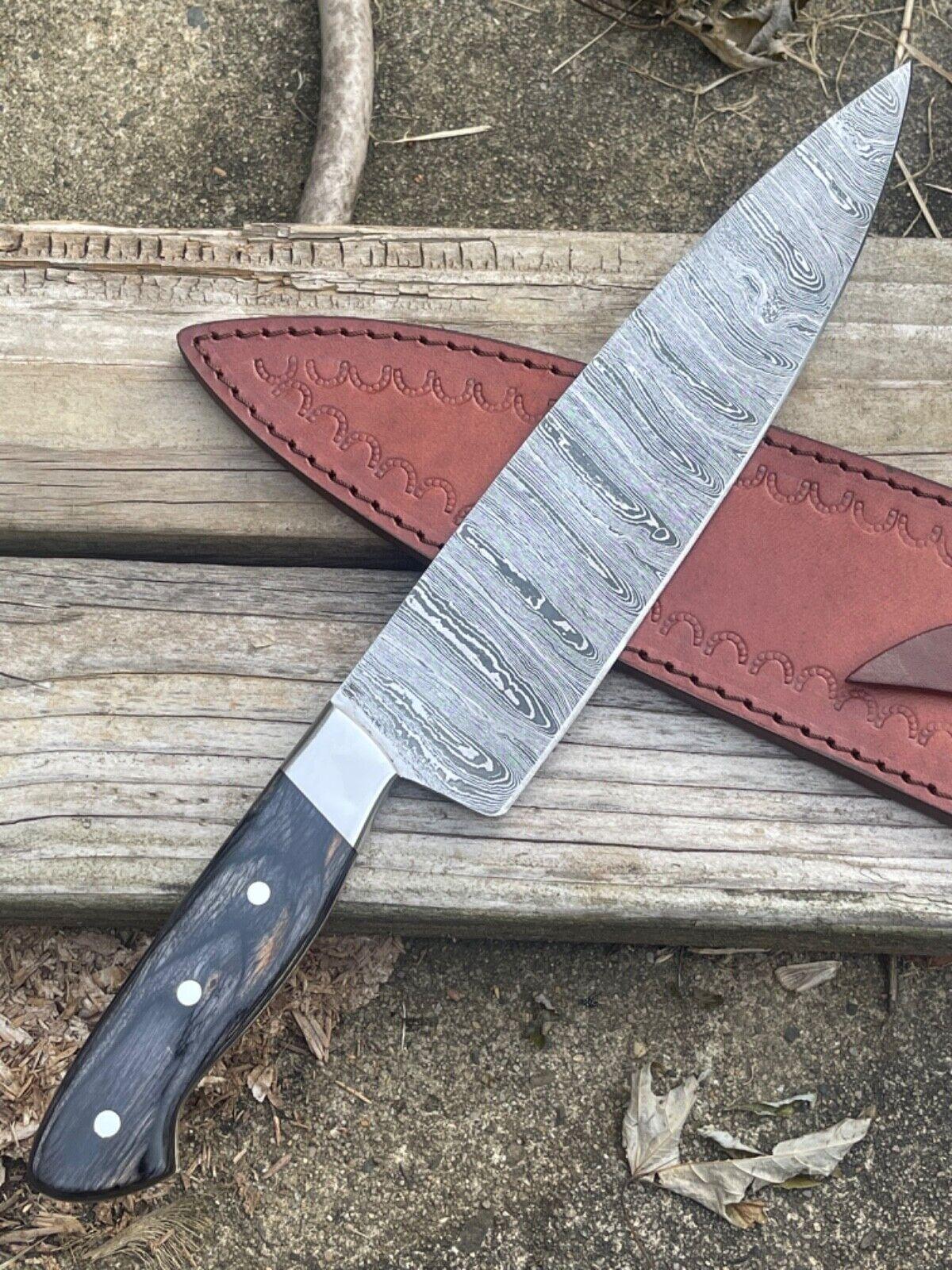 13.5" Handmade Damascus Steel Chef Knife Blank Blade – Forged Kitchen Knife