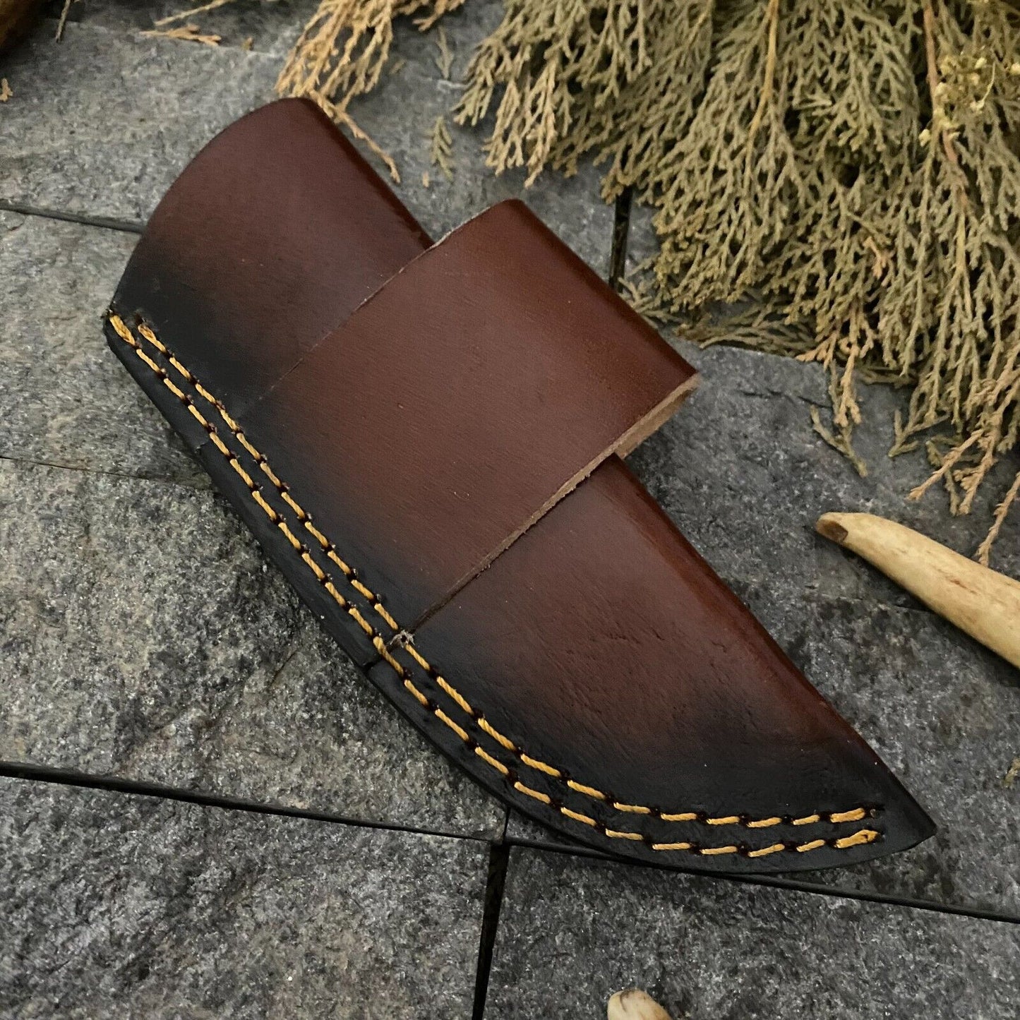 Heritage Forge 8 Inch Handmade Damascus Steel Hunting Skinner Knife with Wood Handle and Sheath