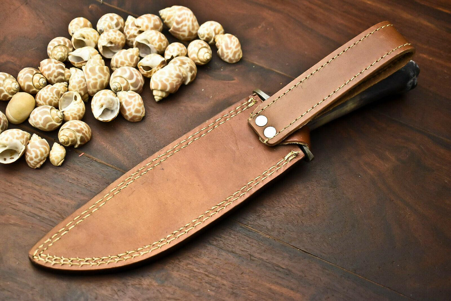 12.5" Damascus Steel Bowie Knife | Camel Bone Handle