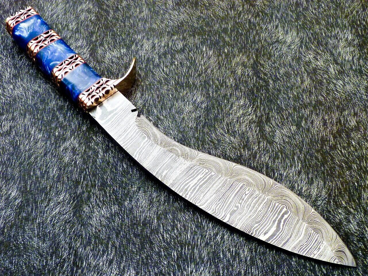 Handmade Damascus Kukri Hunting Knife with Resin Handle