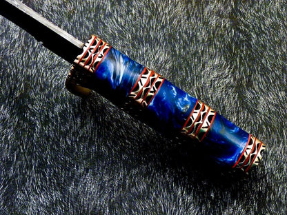 Handmade Damascus Kukri Hunting Knife with Resin Handle