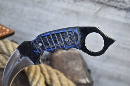 Custom Handmade D2 Stainless Steel Karambit Knife 8" Best Karambit With Wood Handle