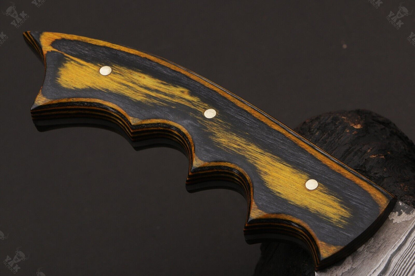 12" Hand forged Fire Damascus Steel Fillet Kitchen Knife Damascus Fillet Knife With Leather Sheath