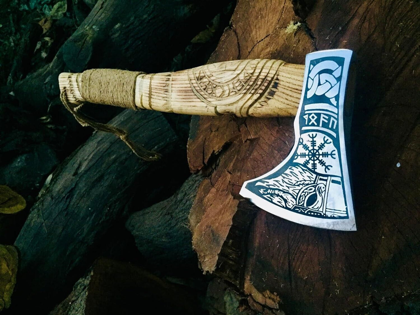 Custom Hand Forged Carbon Steel Viking Axe with Ash Wood Shaft – Premium Gift
