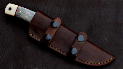 8" Handmade D2 Steel Skinner Hunting Knife with Leather Sheath