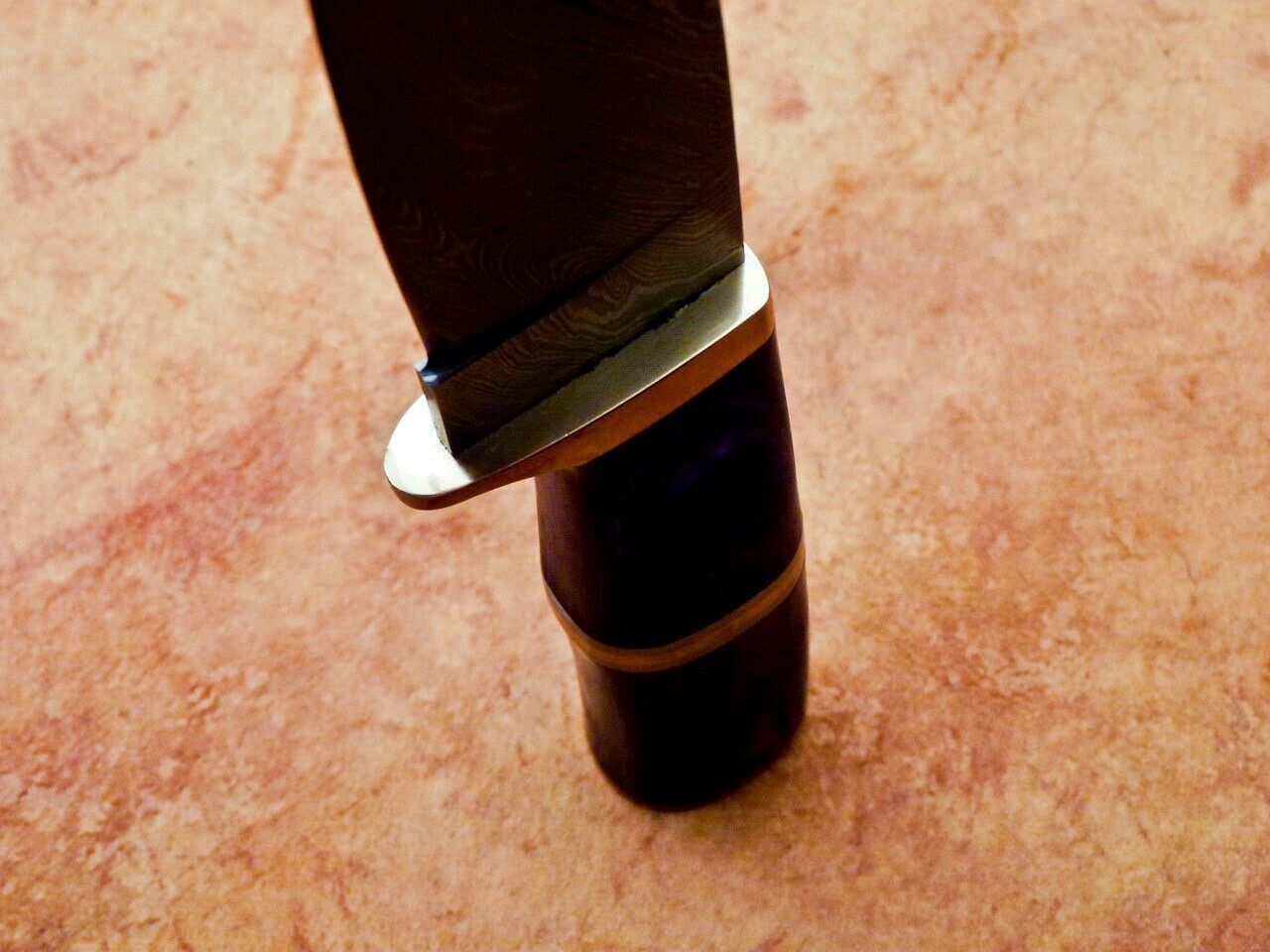 Heritage Forge 12" Damascus Steel Hunting Knife with Hardwood Handle and Leather Sheath