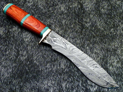 13 Inch Damascus Kukri Hunting Knife | Hard Wood Handle