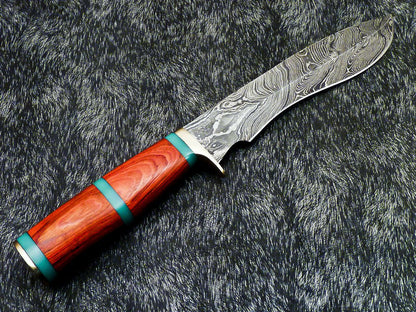 13 Inch Damascus Kukri Hunting Knife | Hard Wood Handle