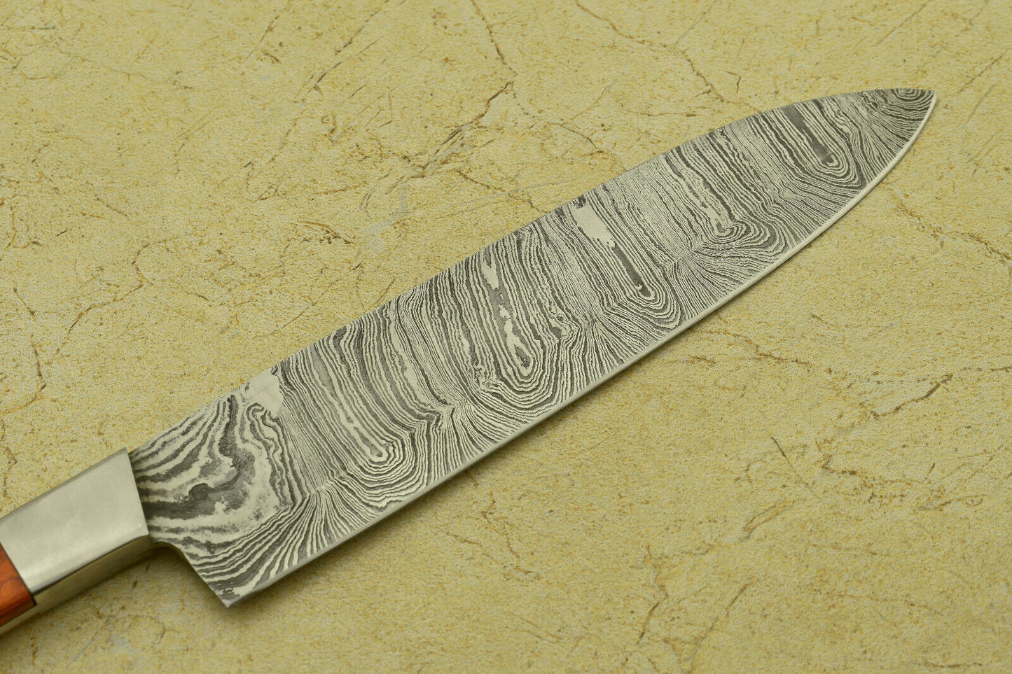 Custom Handmade Forged Damascus Steel Chef Kitchen Knife with Pakka Wood
