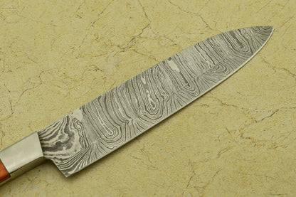 Custom Handmade Forged Damascus Steel Chef Kitchen Knife with Pakka Wood