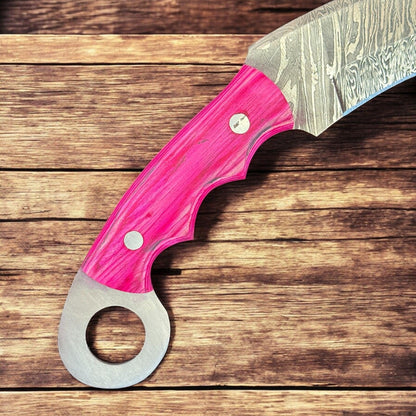 Best Damascus Karambit Damascus Steel Karambit Hunting Knife With Wood Handle