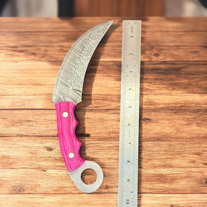 Best Damascus Karambit Damascus Steel Karambit Hunting Knife With Wood Handle